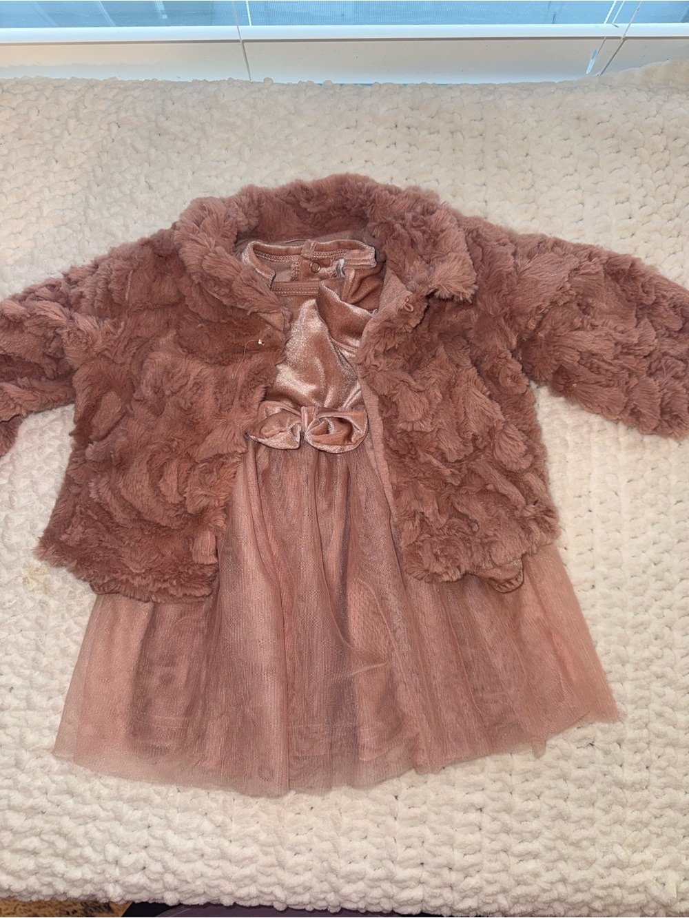 Rachel Zoe Rose Blush Faux Fur Jacket with Tulle Dress